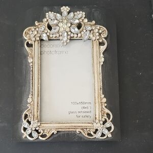 Gold Decorative Photo Frame with Floral Accents
